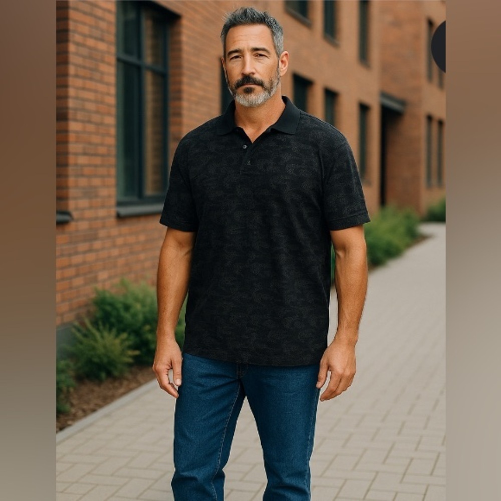 Black Polo Shirt Classic Design. Size XL.